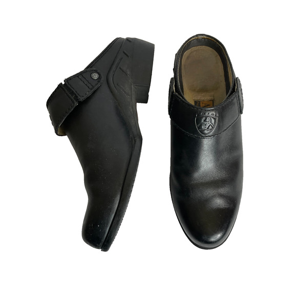 Women's 8 Ariat Black Leather Slip On Open Heel Western Slingback Mules - Picture 6 of 12